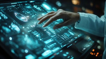 Medical worker touch virtual medical revolution and advance of technology Artificial IntelligenceAI Deep Learning for medical researchTransformation of innovation and technology for fu : Generative AI