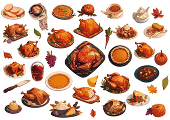 Thanksgiving delicious food pumpkin pie turkey