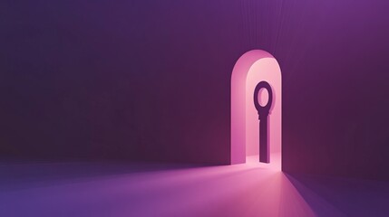 Modern minimalist illustration of a keyhole with hidden digital elements and soft gradients