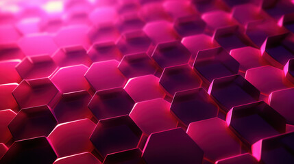 Obraz premium Pink hexagon background. Honeycomb pattern. Metallic sheen, futuristic and three-dimensional design. Modern geometric wallpaper.
