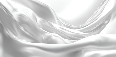 Obraz premium Abstract white fabric background, flowing folds, waves, soft, delicate, gentle.