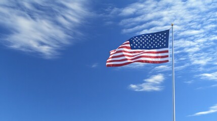 Naklejka premium American Flag Waving in the Wind