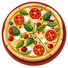 A Top View of a Deliciously Topped Pizza