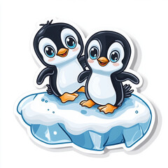 Fototapeta premium penguin cute animals cartoon wildlife arctic cold character design illustration baby penguin digital art plush funny friends playful pair happy adorable 