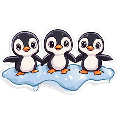 Fototapeta premium penguins cute penguins cartoon penguins animal illustration cold climate wildlife art kids art playful penguins penguin family snowy background 