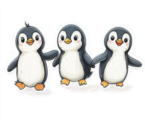 Fototapeta premium penguin cute penguin baby penguin cartoon penguin character design animal illustration fluffy penguins playful penguins arctic animals wildlife art 