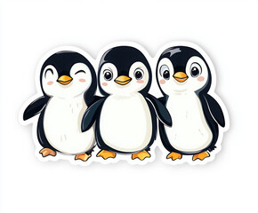 Fototapeta premium penguins cute animals cartoon ice snow wildlife arctic baby animals playful characters stickers happy ocean aquatic winter friends illustration design graphic 