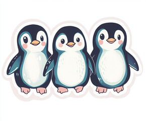Fototapeta premium penguin animal cartoon cute water ice three penguins playful penguins penguin family winter theme arctic animals fun cartoon adorable creatures joyful animals 