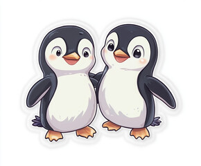 Fototapeta premium penguin cute penguin animal illustration cartoon penguin baby penguin kawaii animal wildlife art adorable bird cartoon character penguin stickers 