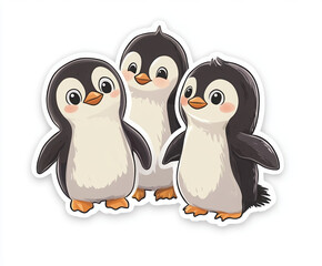 penguin cute animal cartoon wildlife nature chilly character playful illustration baby penguin adorable snow winter arctic flightless bird friends watercolor 