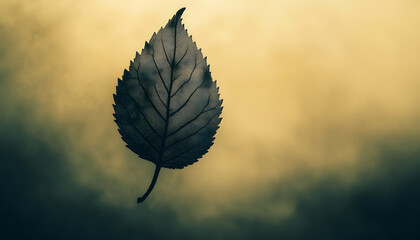 Naklejka premium A light, abstract silhouette of an object, like a leaf or mountain, blended into the background color.