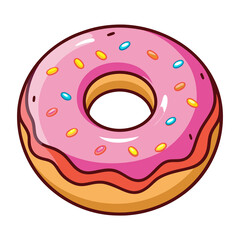 Pink Glazed Donut with Sprinkles and Wavy Edges