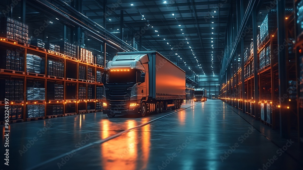 Aufkleber logistics warehouse and communication network : generative ai