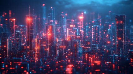 Fototapeta premium Imaginative visual of smart digital city with globalization abstract graphic showing connection network Concept of future 5G smart wireless digital city and social media networking sy : Generative AI