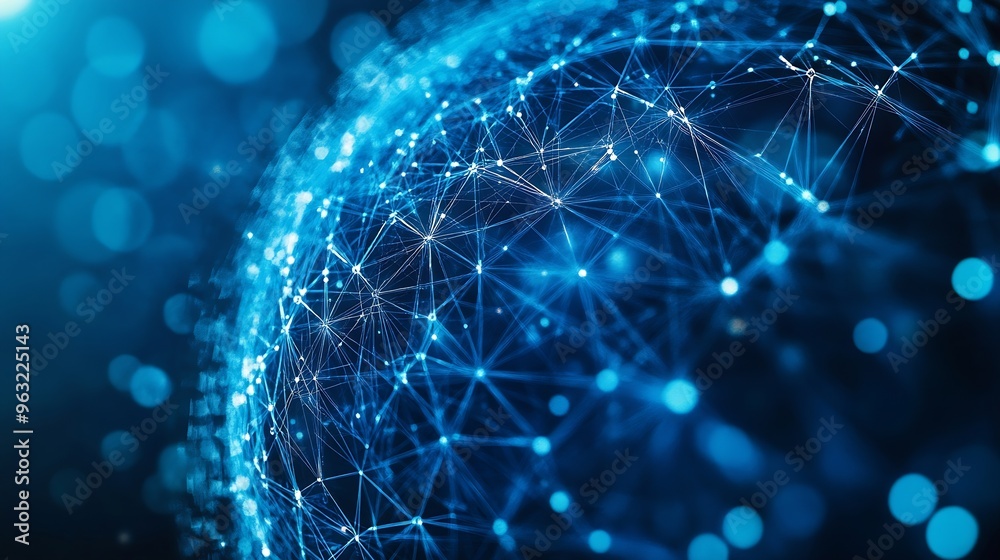 Fototapete Wireless technology concept global network connections WiFi networking Speed Wireless internet connection communication technology Cyberspace Blockchain Cloud computing and big data : Generative AI