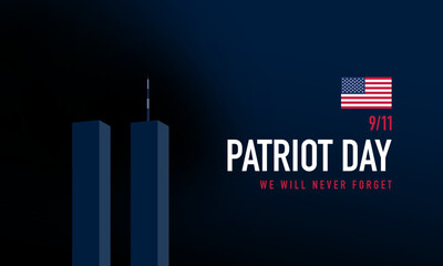 Obraz premium Patriot Day banner, poster or greeting card design with illustration of twin towers and black smoke.