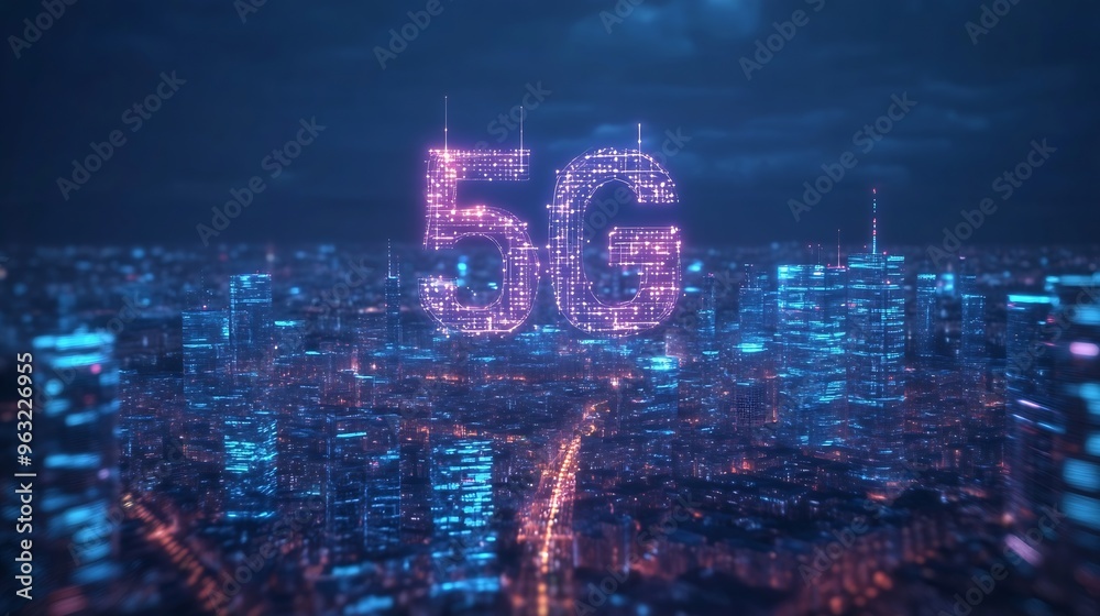 Poster smart city and communication network concept 5g iot internet of things telecommunication : generativ