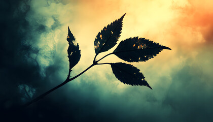 Fototapeta premium A light, abstract silhouette of an object, like a leaf or mountain, blended into the background color.