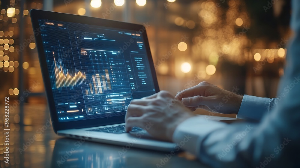 Leinwandbilder Business Project Management System Project manager working on laptop and updating tasks and milestones progress planning with Gantt chart scheduling interface for company on virtual sc : Generative AI