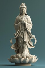 Elegant Buddha Statue with Detailed Robes
