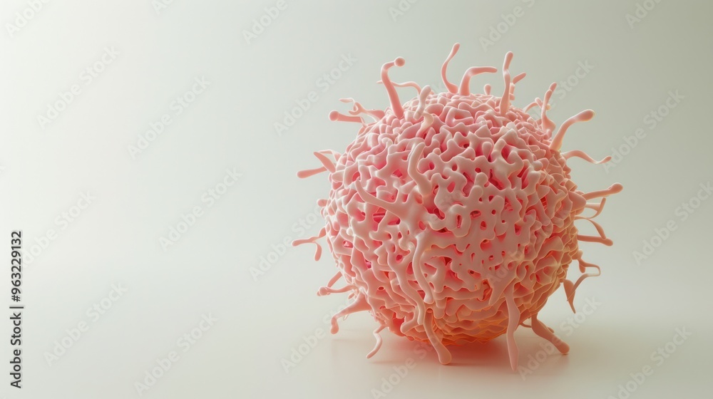Fototapete a 3d rendering of a cancer cell, providing an immersive view of its intricate structure and irregula