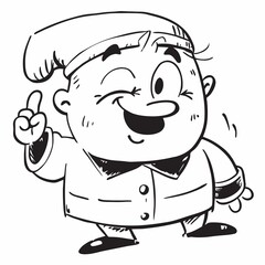 Santa face doodle art design on white background