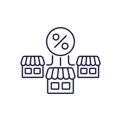 discounters line icon, discount stores vector