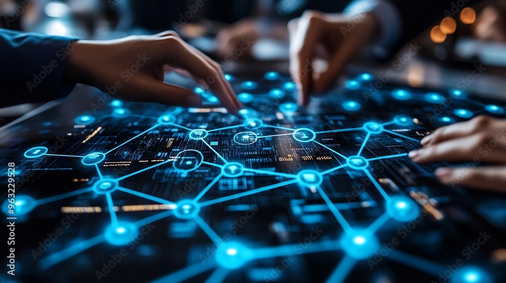 Poster business communication network concept software as a service digital transformation : generative ai