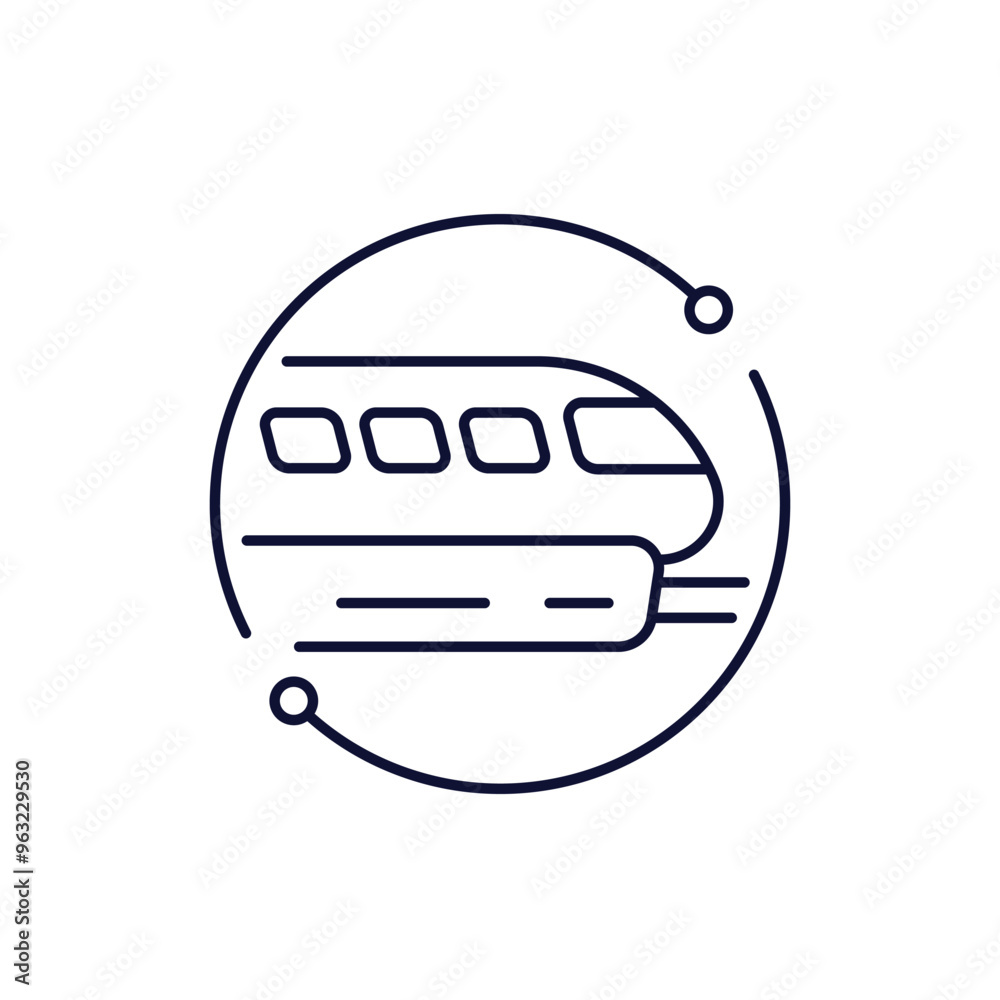 Sticker monorail train icon, line vector