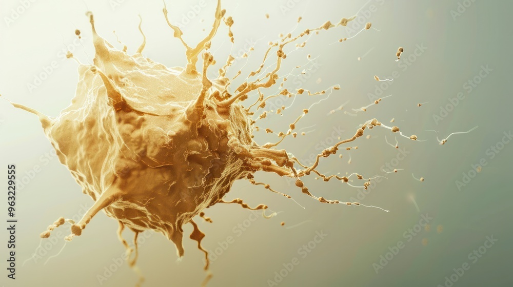 Fototapete a 3d rendering of a cancer cell, providing an immersive view of its intricate structure and irregula