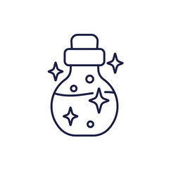 Magic potion bottle icon, line vector