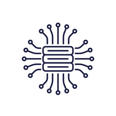 middleware line icon with a server