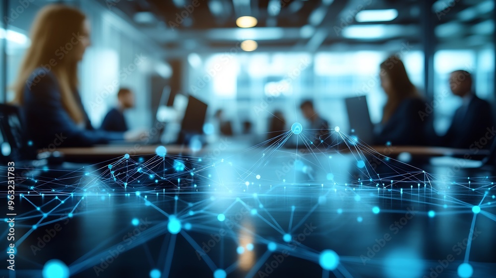 Poster digital transformation concept business communication network smart office : generative ai