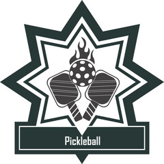 Pickleball game vector illustration pickleball element Pickle ball Sport Ball and Paddle Silhouette