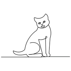 Cat  single line art, continuous one line drawing of  Isolated outline vector icon 

