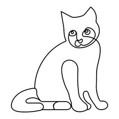 Cat  single line art, continuous one line drawing of  Isolated outline vector icon 

