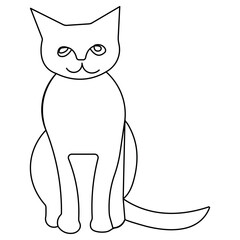 Cat  single line art, continuous one line drawing of  Isolated outline vector icon 

