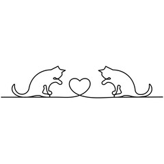 Cat  single line art, continuous one line drawing of  Isolated outline vector icon 

