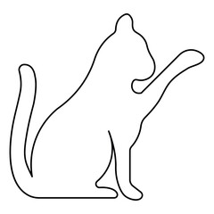 Cat  single line art, continuous one line drawing of  Isolated outline vector icon 

