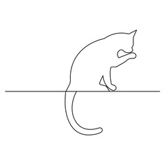 Cat  single line art, continuous one line drawing of  Isolated outline vector icon 

