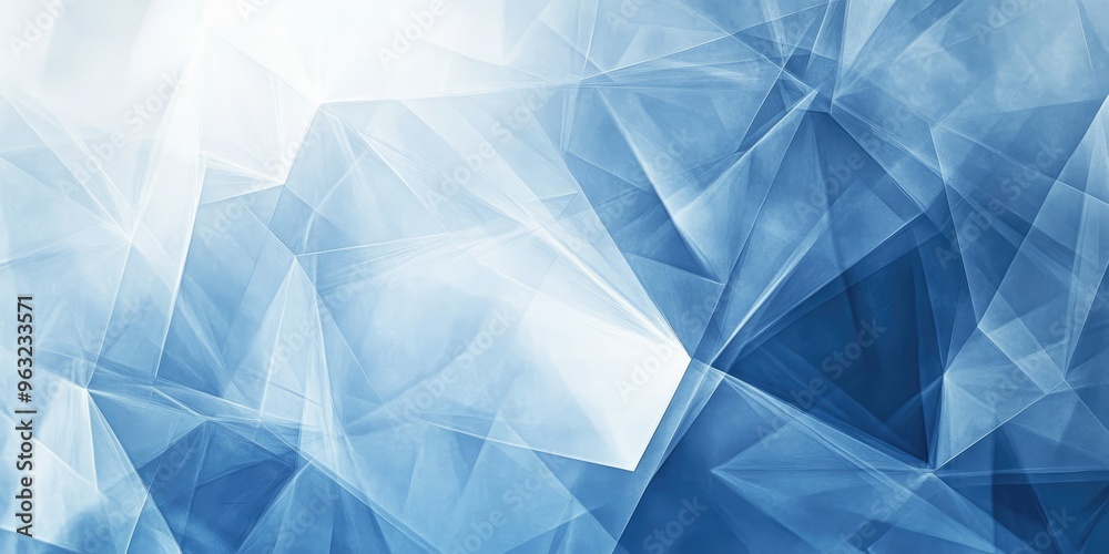 Aufkleber Modern abstract blue background design featuring layers of textured white transparent materials in random geometric shapes.