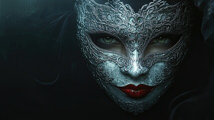 Gothic masquerade mask, intricate designs, shadowy ballroom, Watercolor style