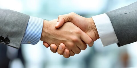 Obraz premium Businessman shaking hands to finalize a merger or acquisition.