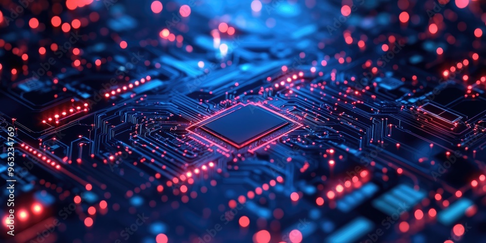 Poster Abstract circuit board background representing futuristic technology processing.