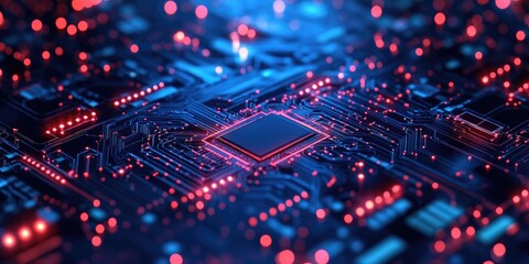 Obraz premium Abstract circuit board background representing futuristic technology processing.