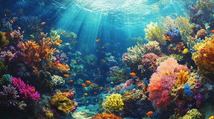 Naklejka premium Vibrant Underwater Coral Reef