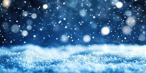 Fototapeta premium Christmas background in blue with falling snow.