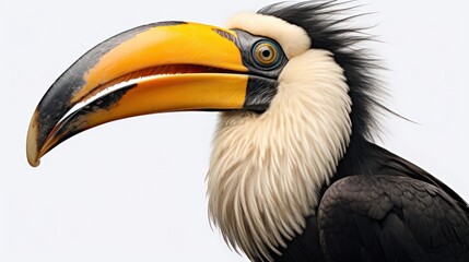Obraz premium A close-up portrait of a Great Hornbill, its large casque and intricate beak capturing the bird's unique beauty