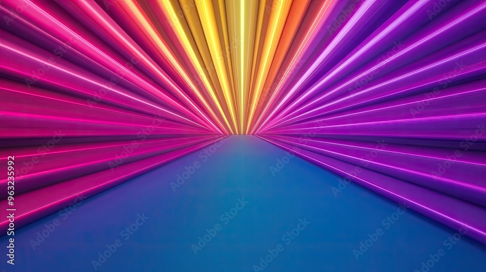 Wall mural Vibrant rays of light radiate in various colors, creating a dynamic and energetic background perfect for modern designs.