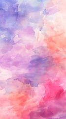 Naklejka premium Soft watercolor background with pastel lavender, rose pink, and coral tones creating a delicate and serene look
